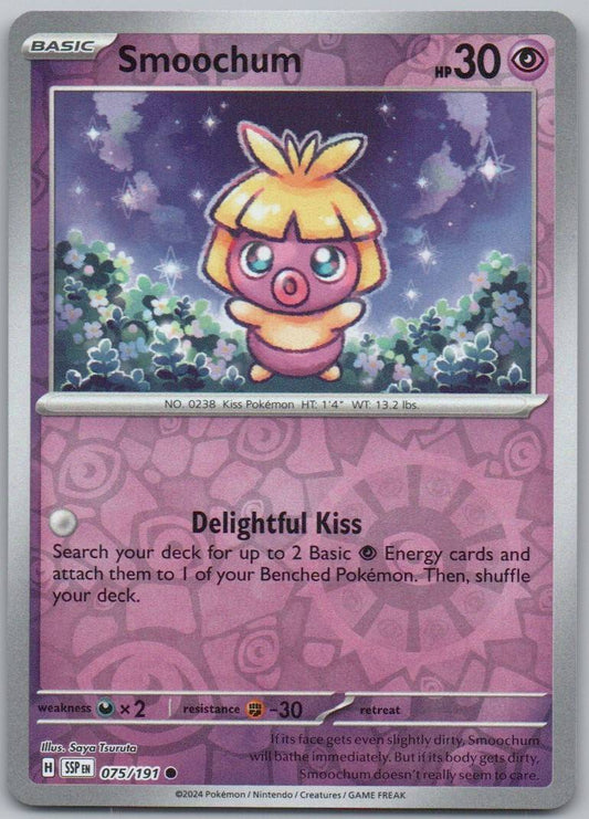 Smoochum 075 Reverse Holo Psychic Card - Surging Sparks