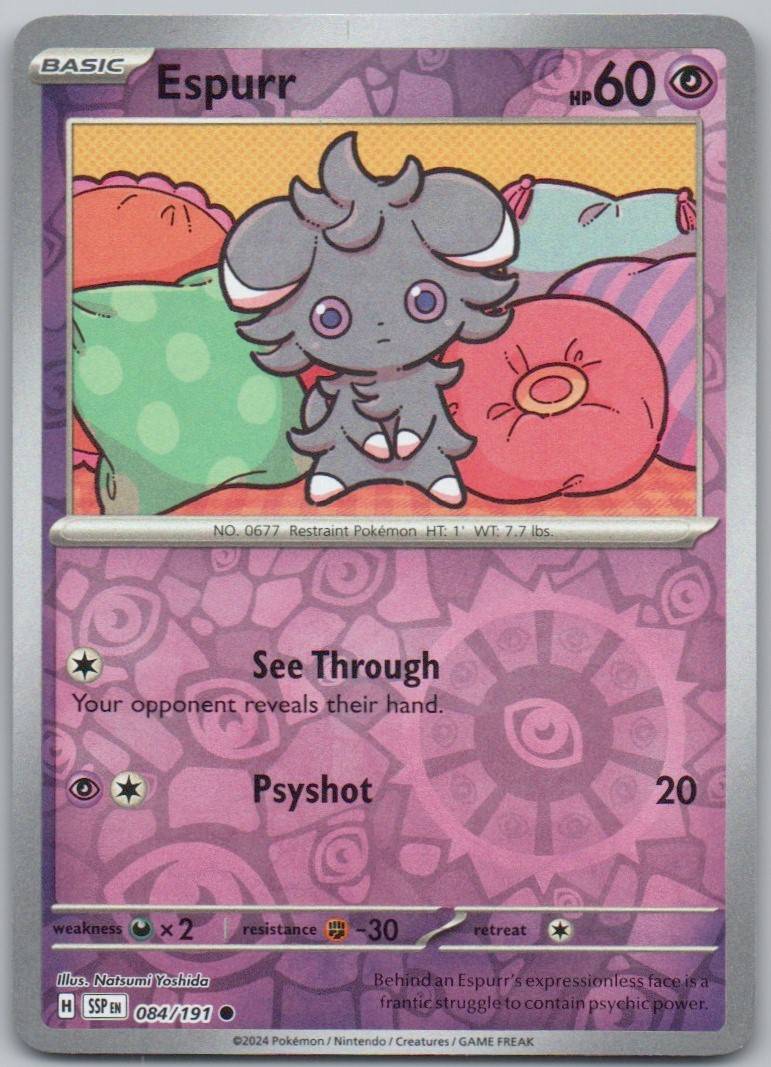 Espurr 084 Reverse Holo Psychic Card - Surging Sparks