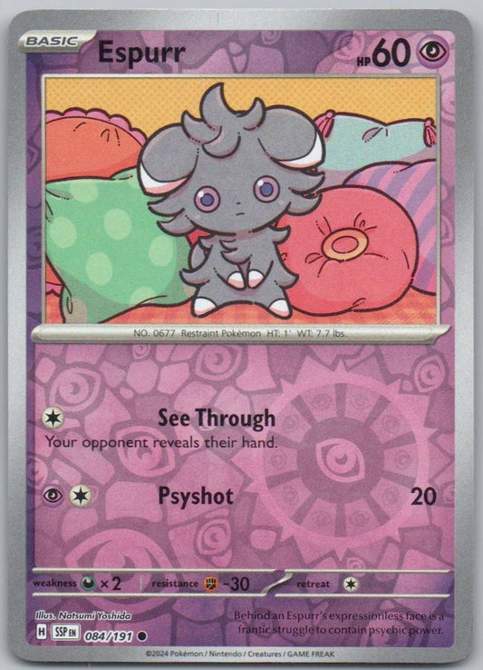 Espurr 084 Reverse Holo Psychic Card - Surging Sparks