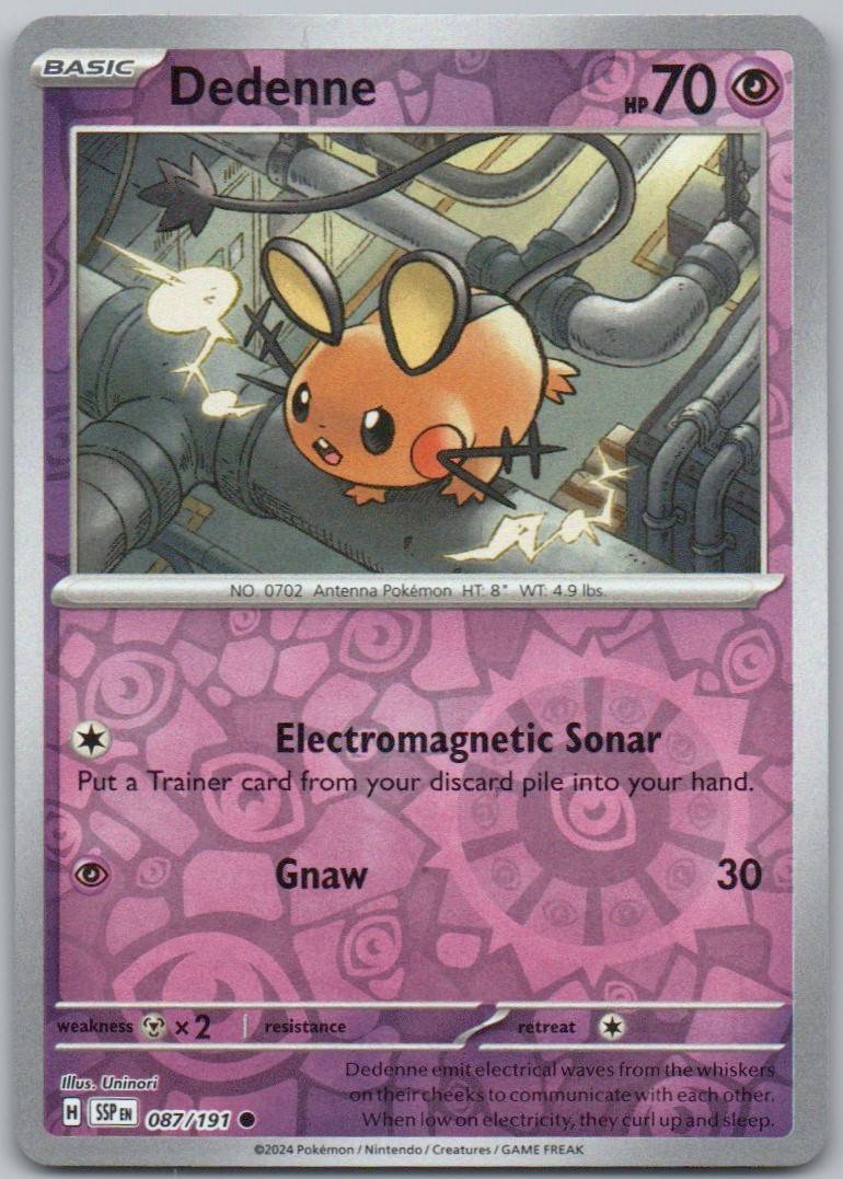 Dedenne 087 Reverse Holo Psychic Card - Surging Sparks