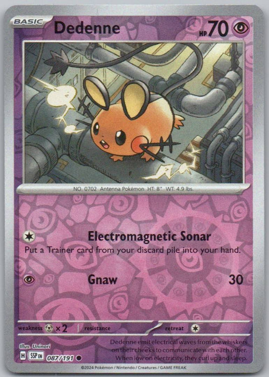 Dedenne 087 Reverse Holo Psychic Card - Surging Sparks