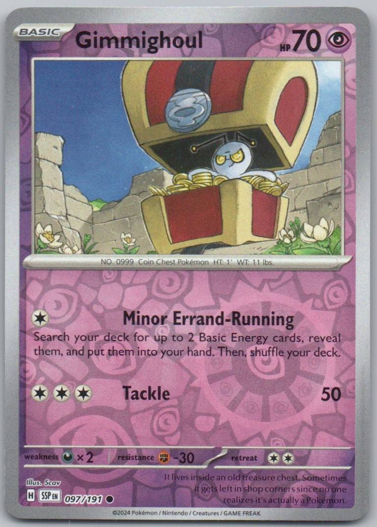 Gimmighoul 097 Reverse Holo Psychic Card - Surging Sparks
