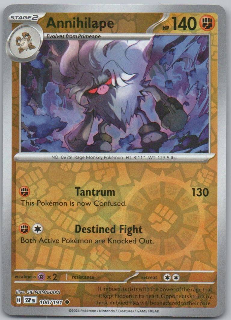 Annihilape 100 Reverse Holo Fighting Card - Surging Sparks