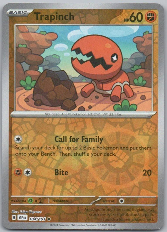 Trapinch 104 Reverse Holo Fighting Card - Surging Sparks