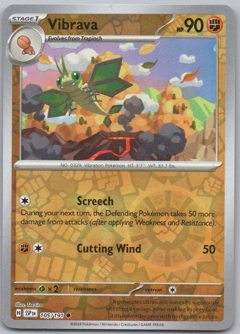 Vibrava 105 Reverse Holo Fighting Card - Surging Sparks