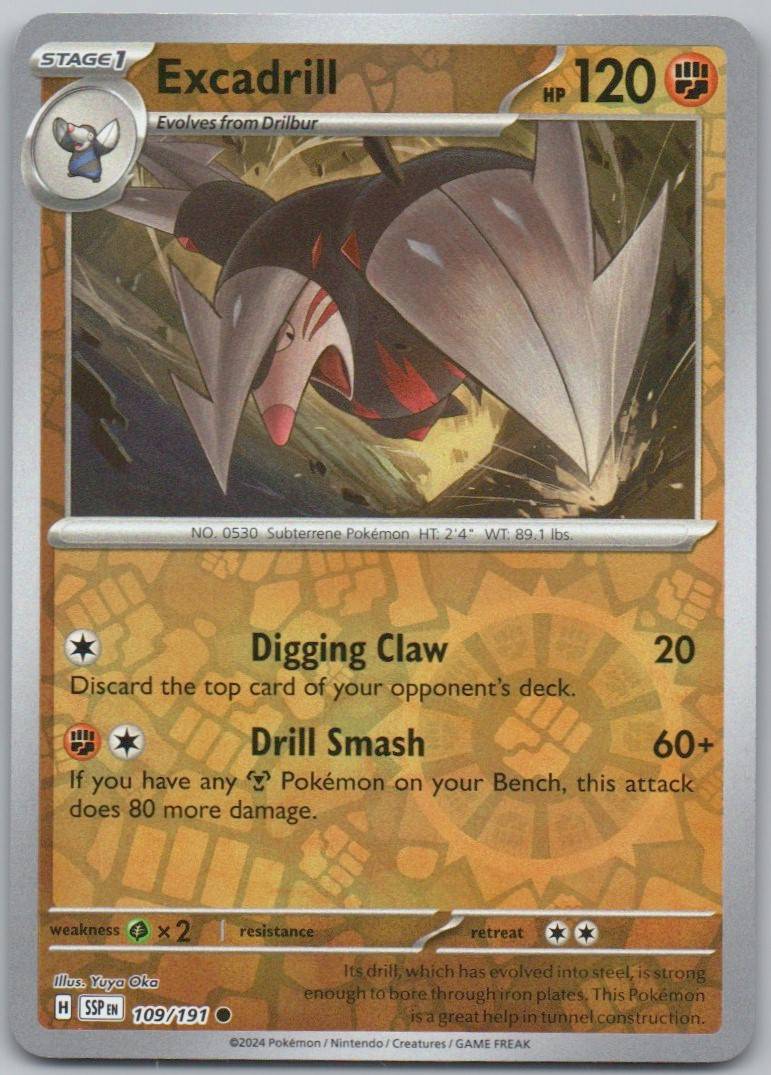 Excadrill 109 Reverse Holo Fighting Card - Surging Sparks