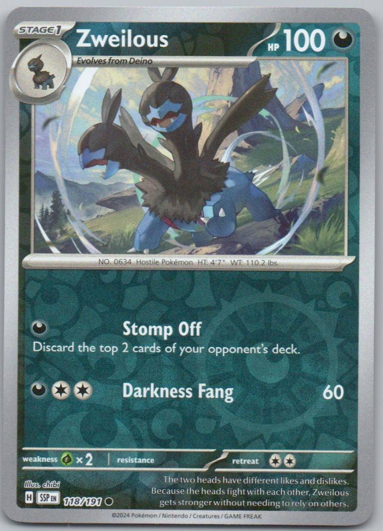 Zweilous 118 Reverse Holo Darkness Card - Surging Sparks
