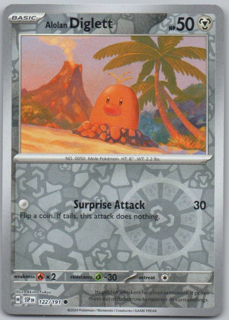 Alolan Diglett 122 Reverse Holo Steel Card - Surging Sparks