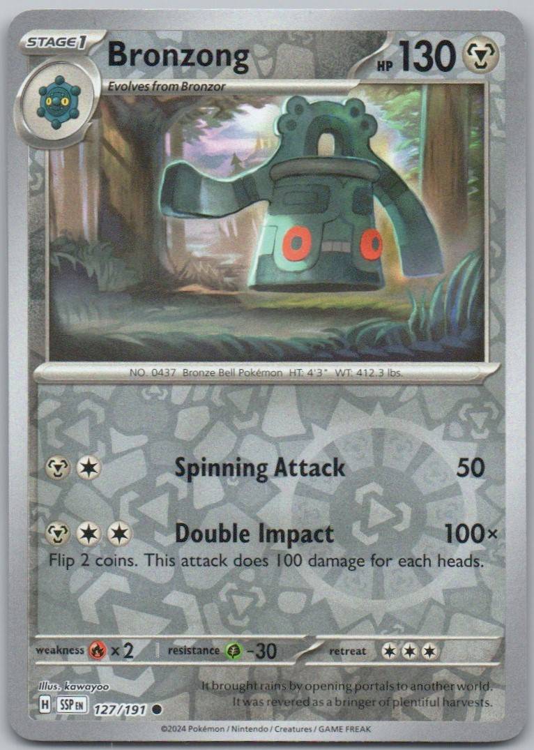 Bronzong 127 Reverse Holo Steel Card - Surging Sparks