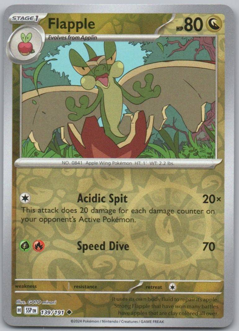 Flapple 139 Reverse Holo Dragon Card - Surging Sparks