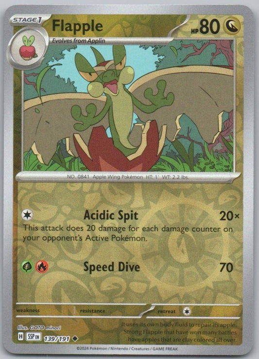 Flapple 139 Reverse Holo Dragon Card - Surging Sparks