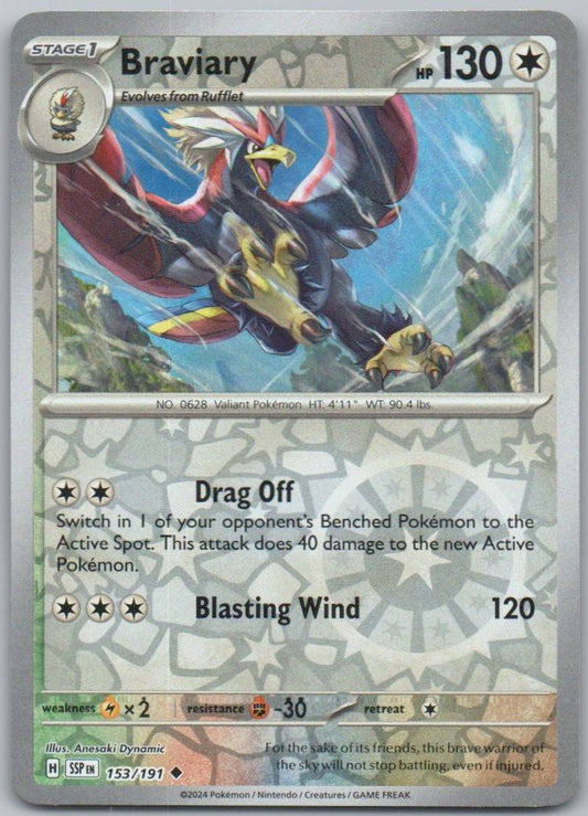 Braviary 153 Reverse Holo Colorless Card - Surging Sparks