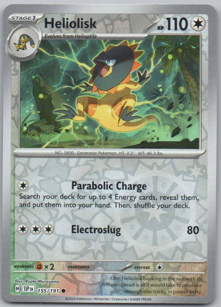 Heliolisk 155 Reverse Holo Colorless Card - Surging Sparks