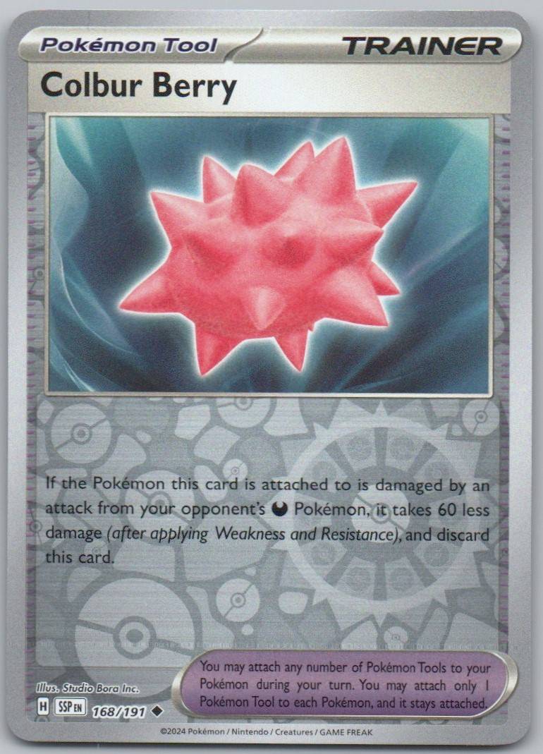Colbur Berry 168 Reverse Holo Trainer Card - Surging Sparks