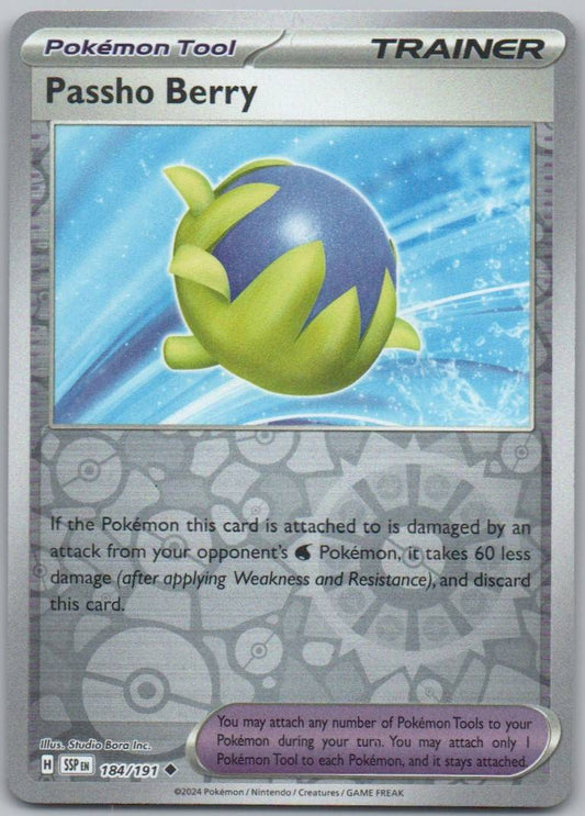 Passho Berry 184 Reverse Holo Trainer Card - Surging Sparks