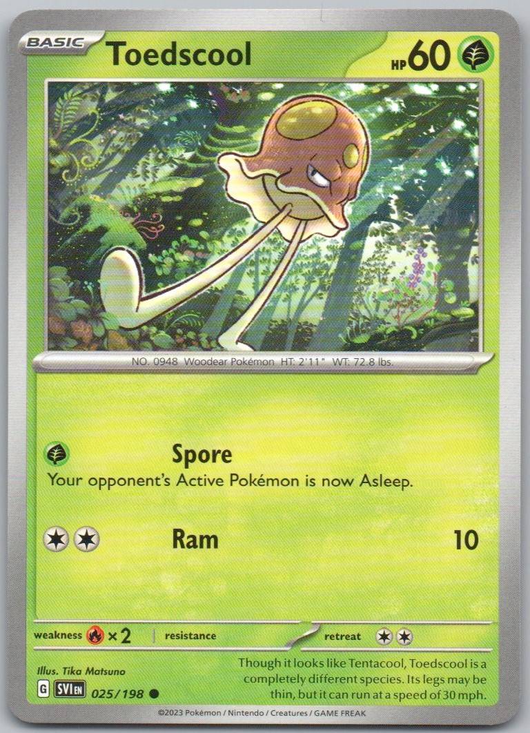 Toedscool 025 Normal Grass Card - Scarlet & Violet