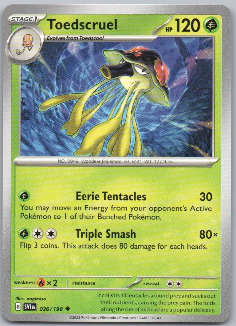 Toedscruel 026 Normal Grass Card - Scarlet & Violet