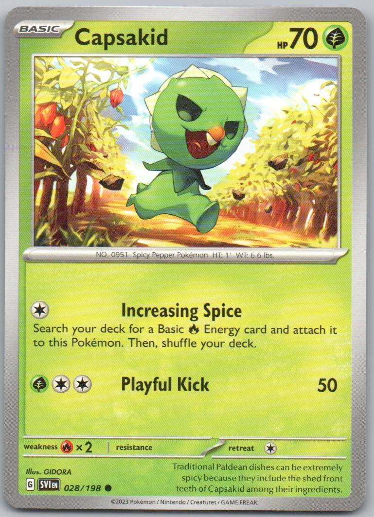 Capsakid 028 Normal Grass Card - Scarlet & Violet