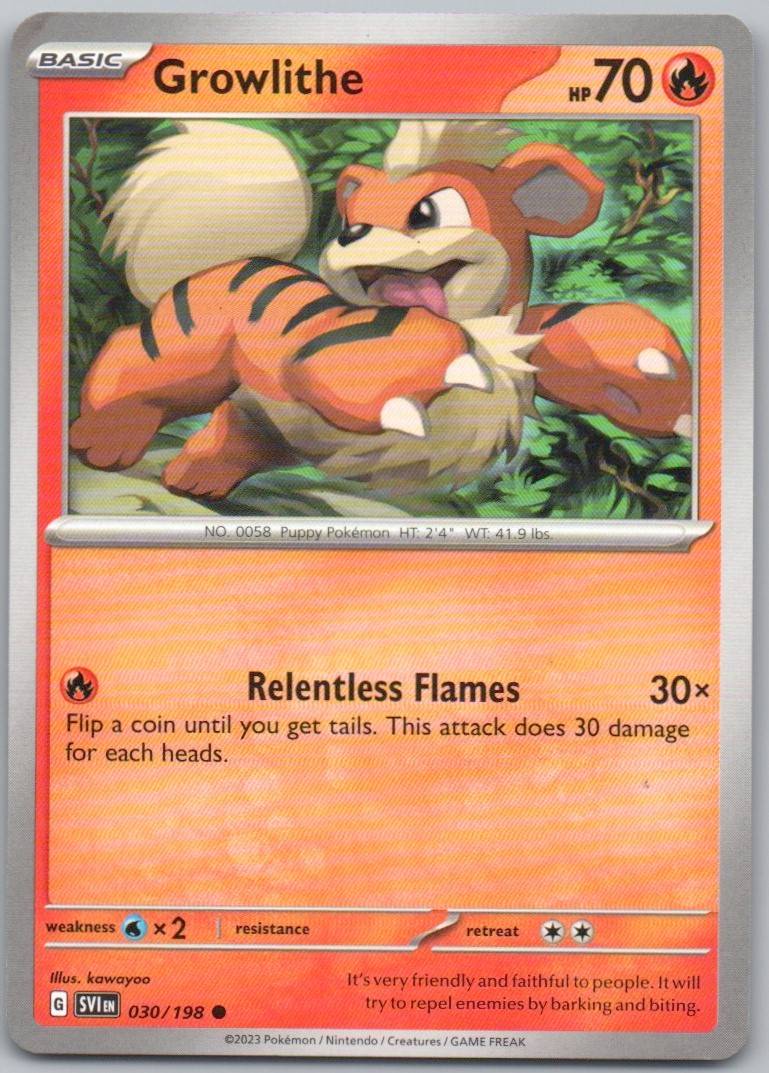 Growlith 030 Normal Fire Card - Scarlet & Violet