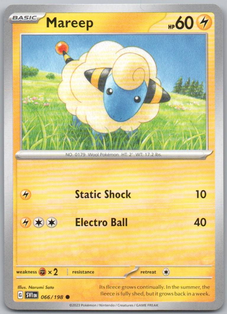 Mareep 066 Normal Lightning Card - Scarlet & Violet