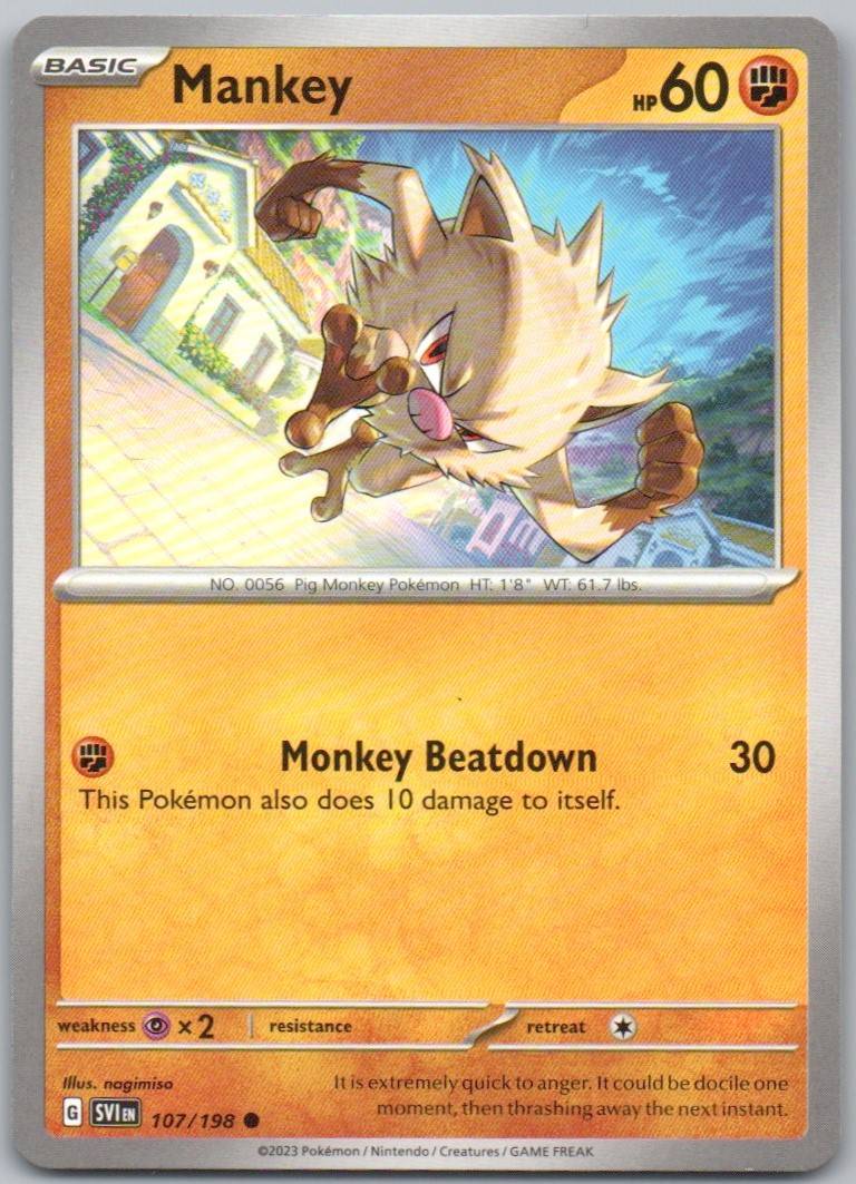 Mankey 107 Normal Fighting Card - Scarlet & Violet
