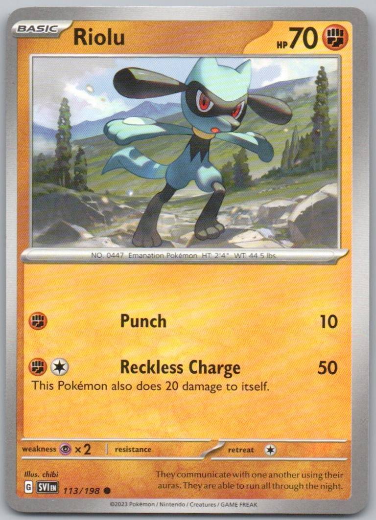Riolu 113 Normal Fighting Card - Scarlet & Violet