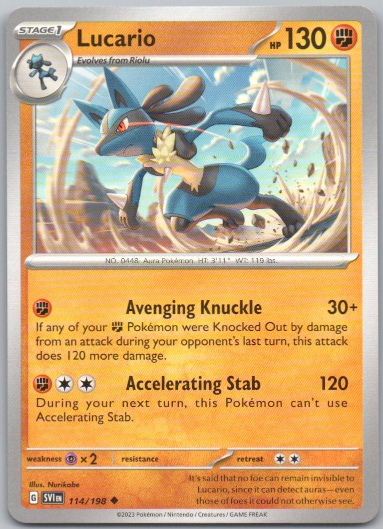 Lucario 114 Normal Fighting Card - Scarlet & Violet