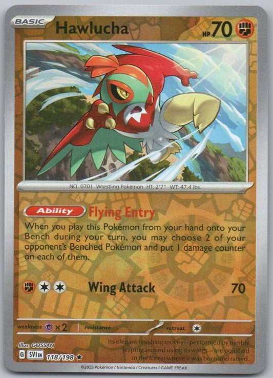 Hawlucha 118 Reverse Holo Fighting Card - Scarlet & Violet