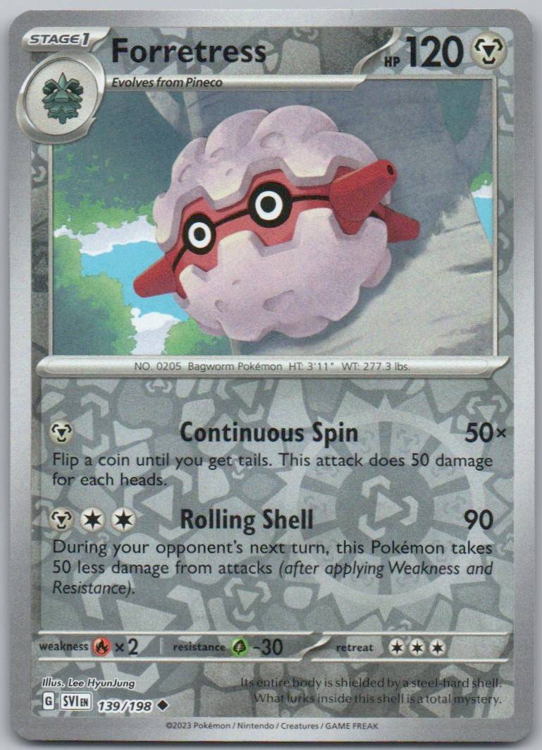 Forretress 139 Reverse Holo Steel Card - Scarlet & Violet