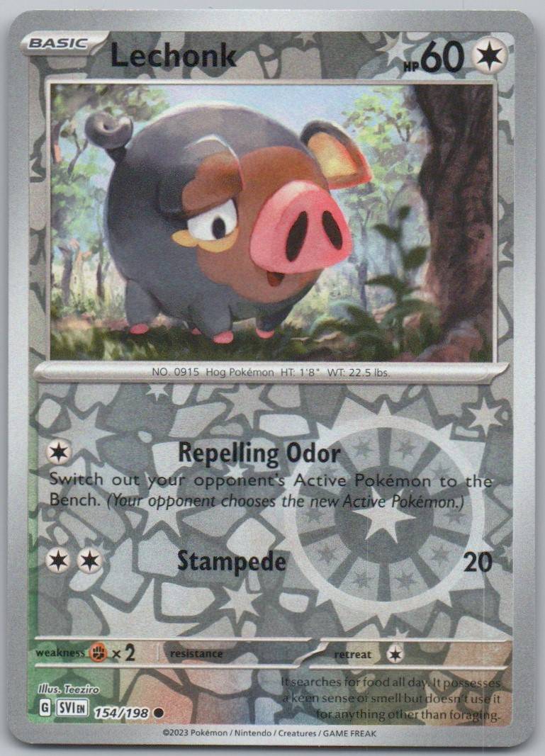 Lechonk 154 Reverse Holo Colorless Card - Scarlet & Violet