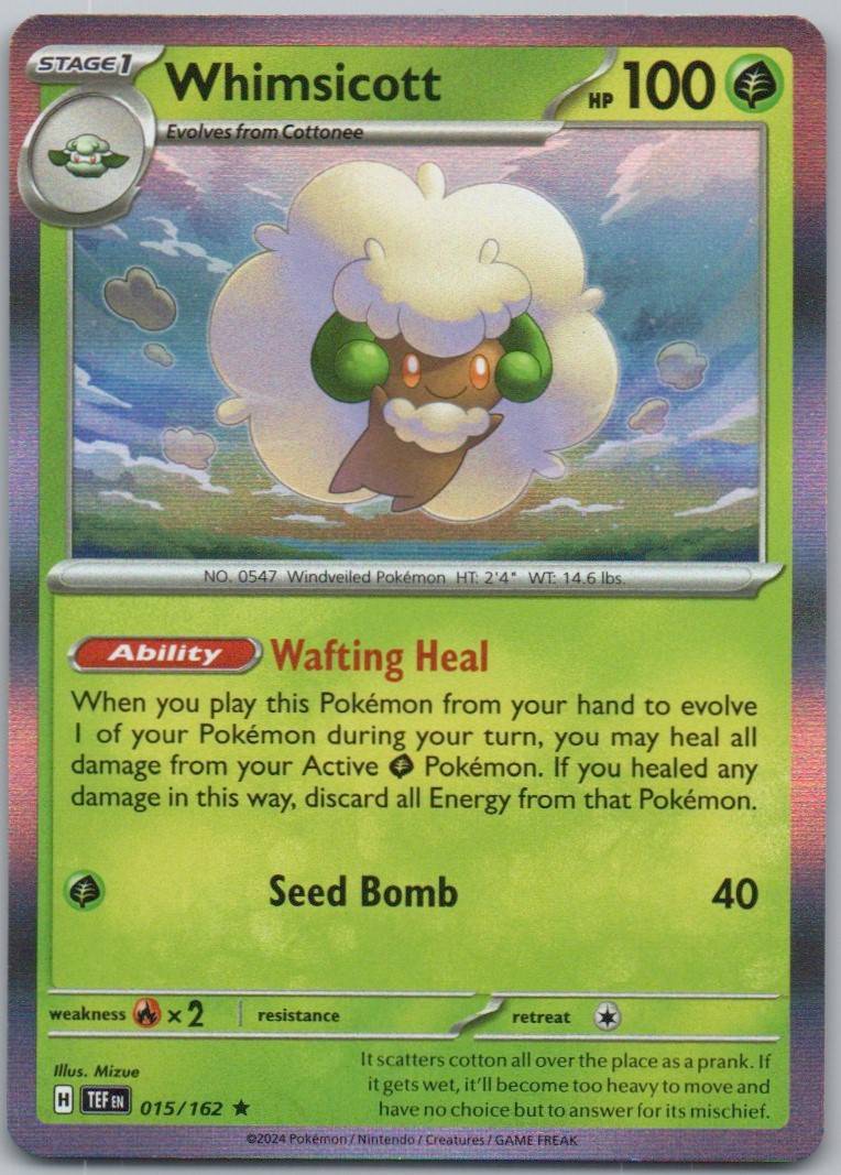 Whimsicott 015 Holo Grass Card - Temporal Forces
