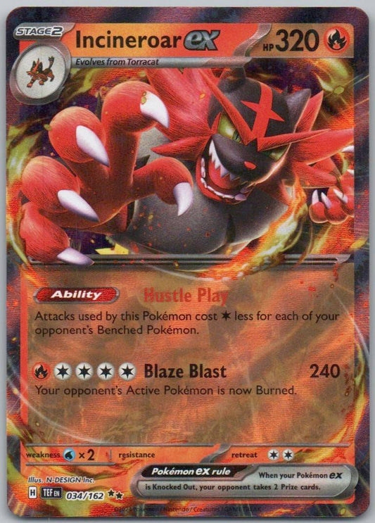 Incienroar EX 034 Holo Fire Card - Temporal Forces