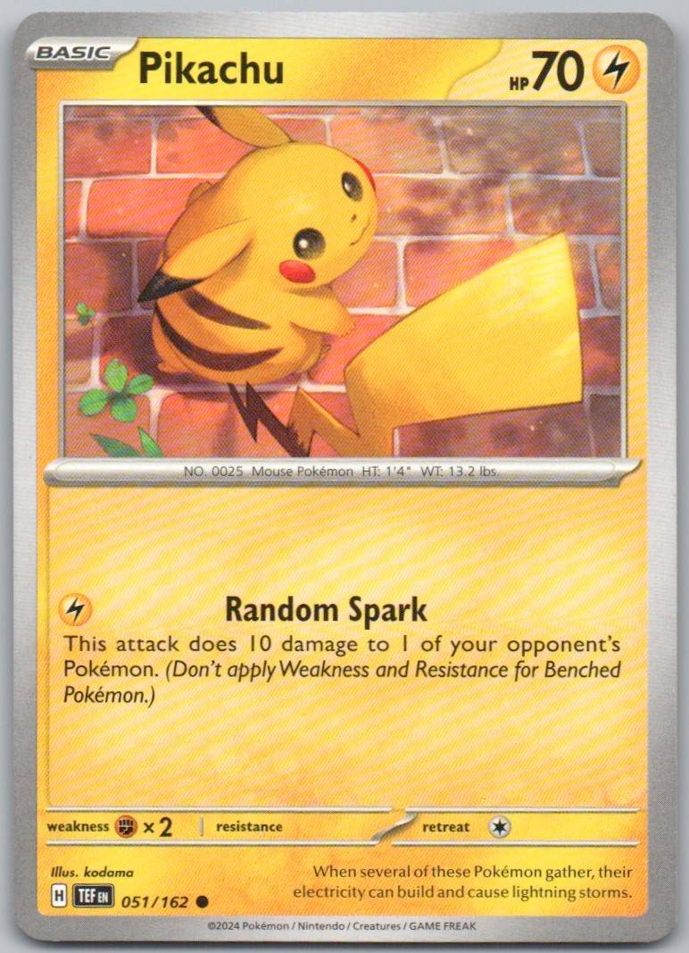 Pikachu 051 Normal Lightning Card - Temporal Forces