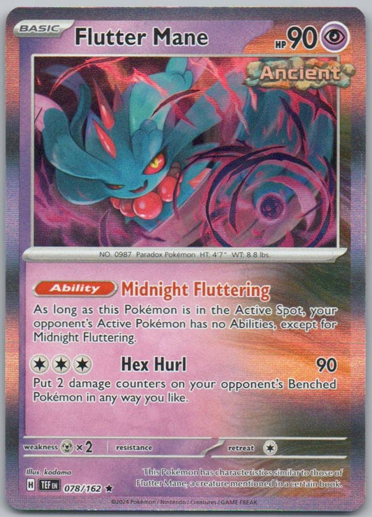 Flutter Mane 078 Holo Psychic Card - Temporal Forces