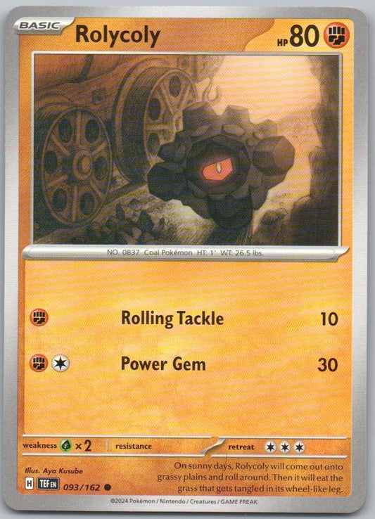 Rolycoly 093 Normal Fighting Card - Temporal Forces