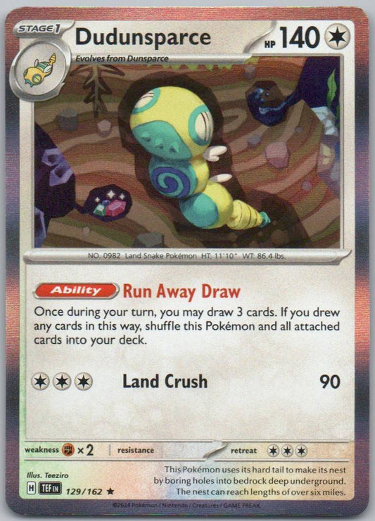 Dudunsparce 129 Holo Colorless Card - Temporal Forces
