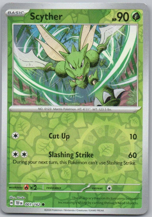 Scyther 001 Reverse Holo Grass Card - Temporal Forces