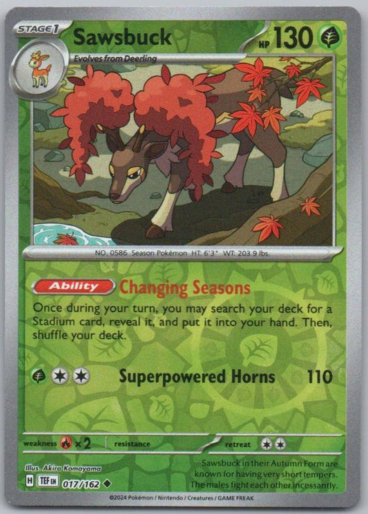 Sawsbuck 017 Reverse Holo Grass Card - Temporal Forces