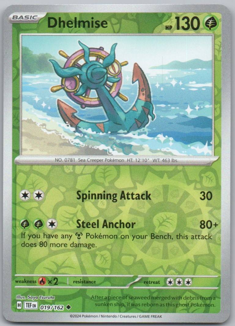 Dhelmise 019 Reverse Holo Grass Card - Temporal Forces