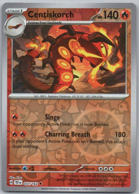 Centiskorch 037 Reverse Holo Fire Card - Temporal Forces