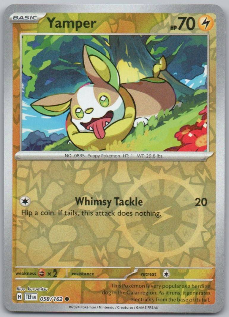 Yamper 058 Reverse Holo Lightning Card - Temporal Forces