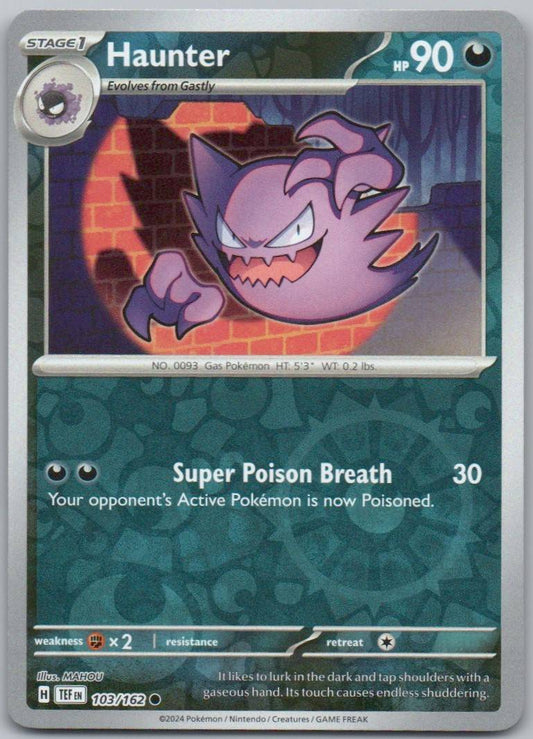 Haunter 103 Reverse Holo Water Card - Temporal Forces