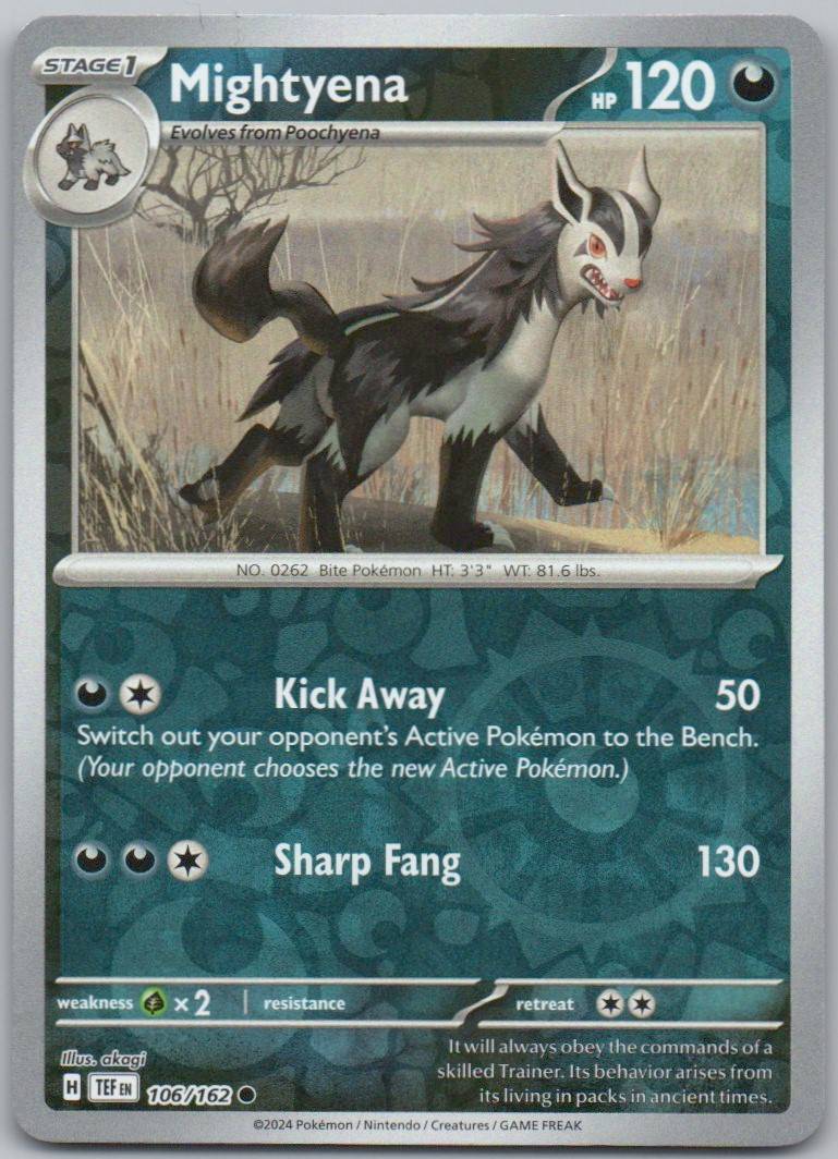 Mightyena 106 Reverse Holo Water Card - Temporal Forces