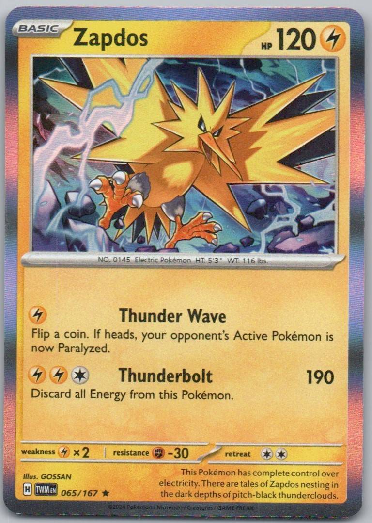 Zapdos 065 Holo Lightning Card - Twilight Masquerade