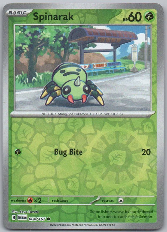 Spinarak 004 Reverse Holo Grass Card - Twilight Masquerade