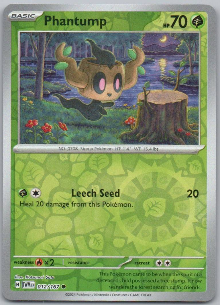 Phantump 012 Reverse Holo Grass Card - Twilight Masquerade