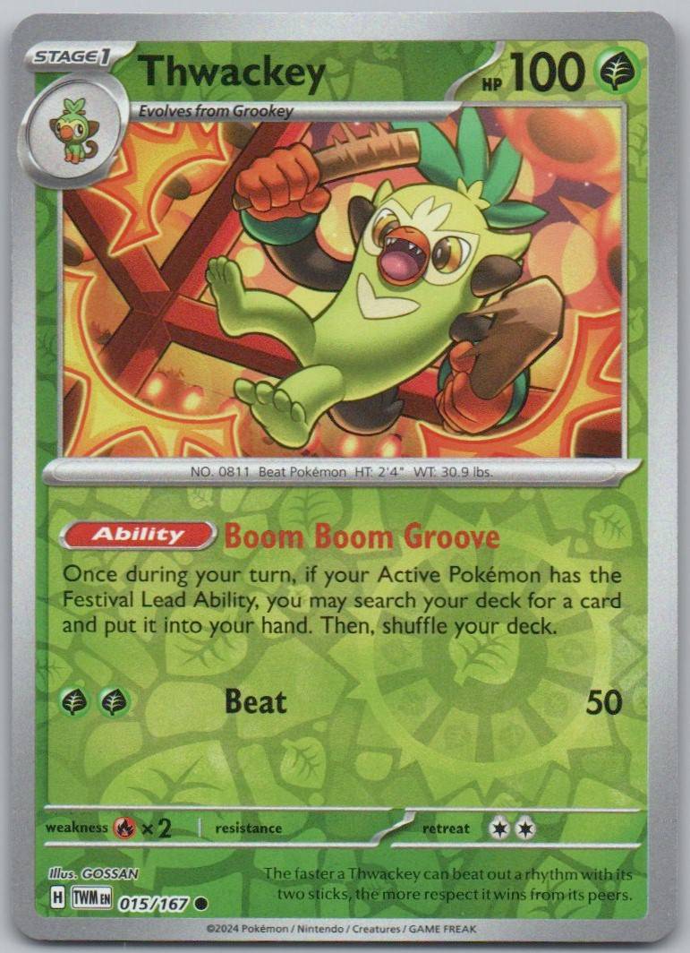 Thwackey 015 Reverse Holo Grass Card - Twilight Masquerade