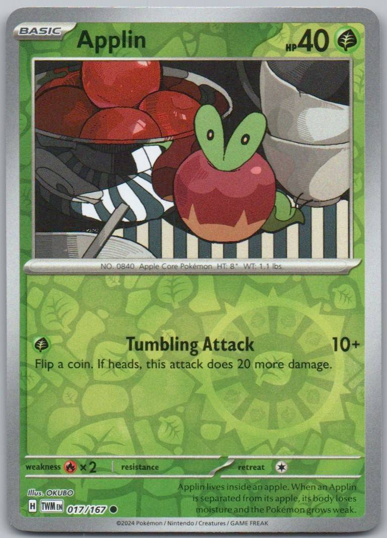 Applin 017 Reverse Holo Grass Card - Twilight Masquerade