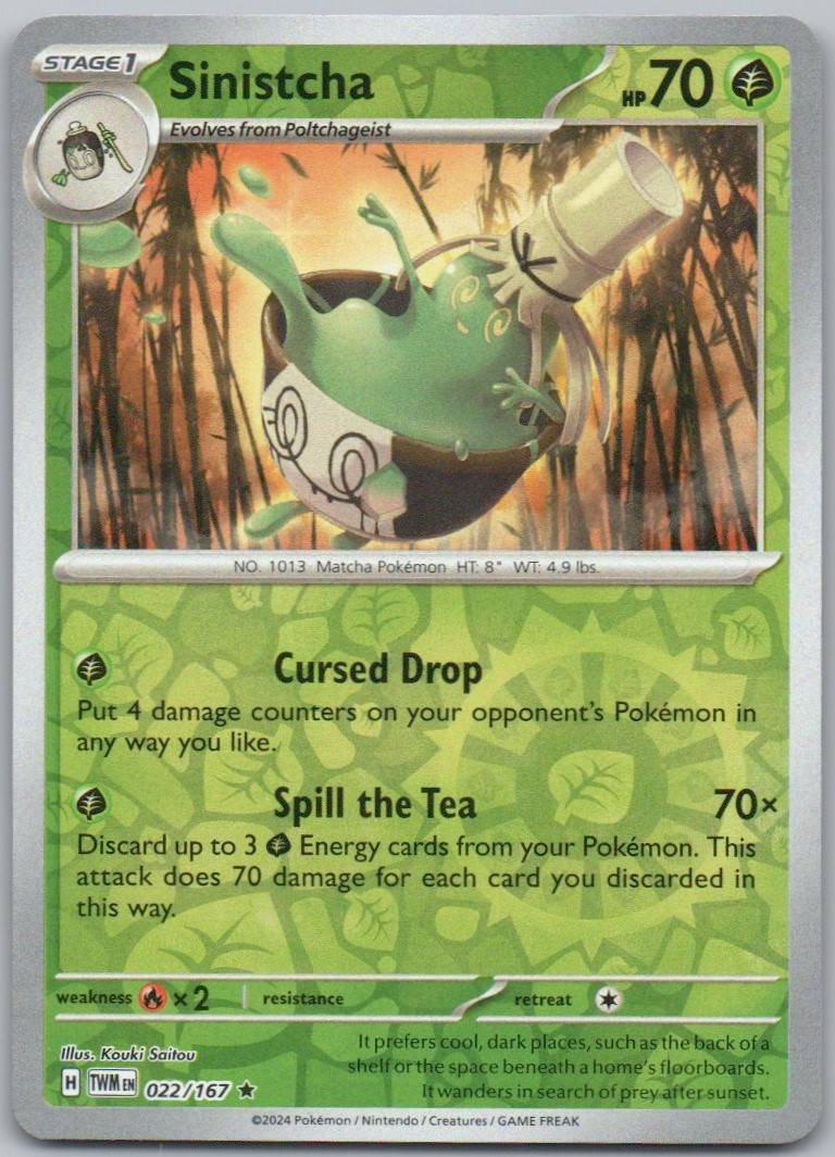 Sinistcha 022 Reverse Holo Grass Card - Twilight Masquerade