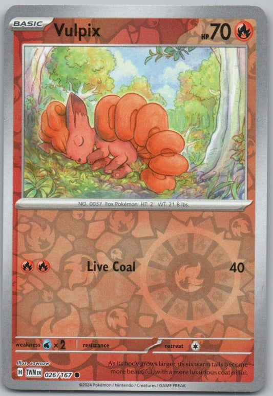 Vulpix 026 Reverse Holo Fire Card - Twilight Masquerade